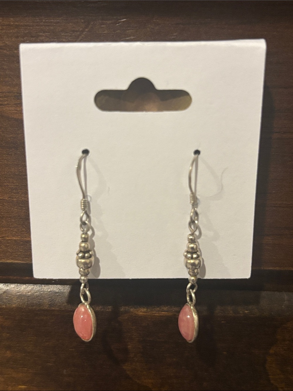 925 sterling silver earrings with peach stone